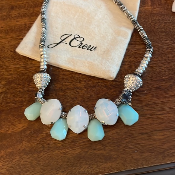 2 Jcrew items :  gold with orange enamel bracelet  and silver plated necklace - Picture 2 of 3